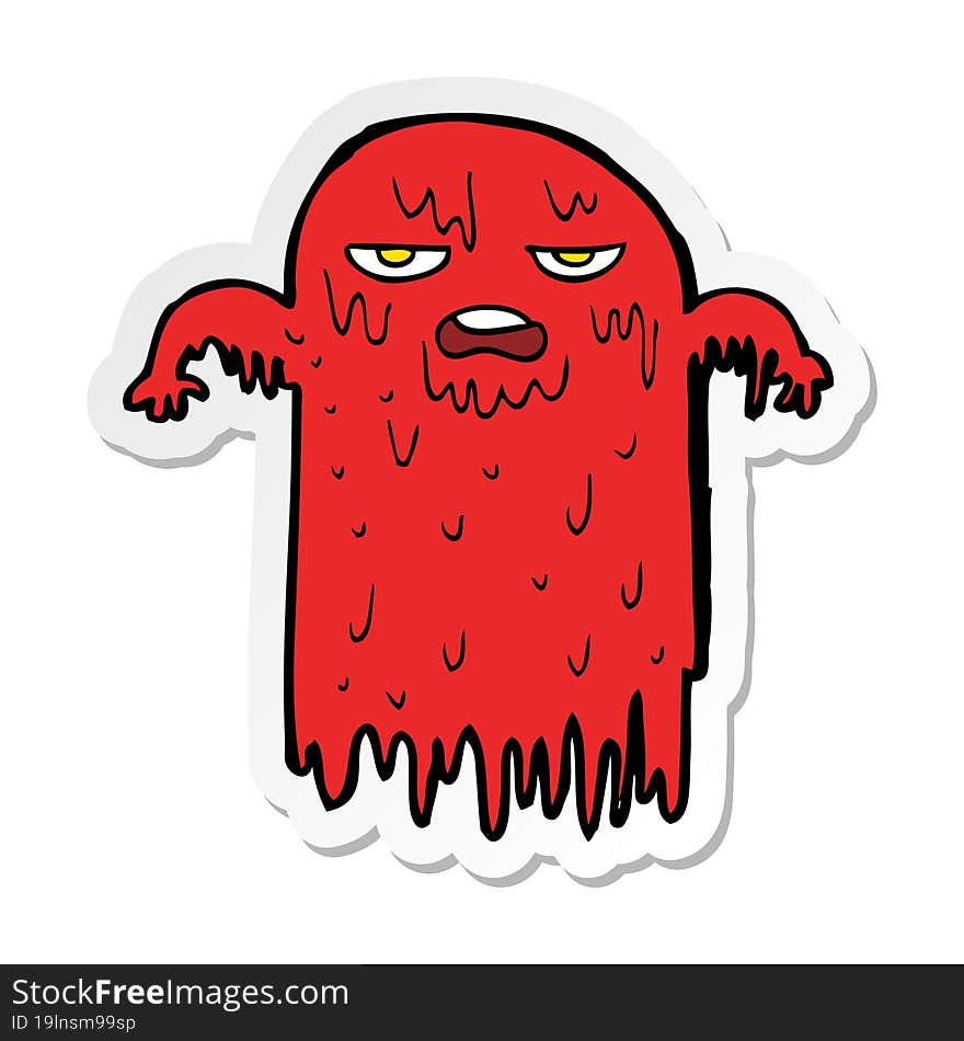 sticker of a cartoon spooky ghost