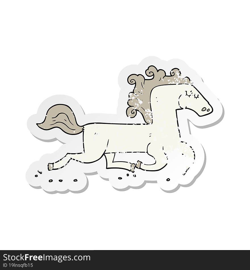 retro distressed sticker of a cartoon running horse