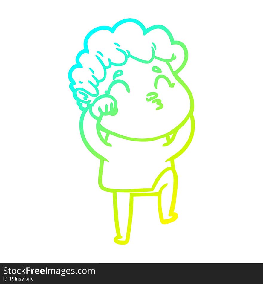 cold gradient line drawing cartoon man pouting