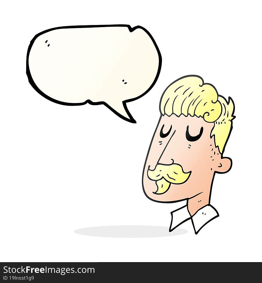 speech bubble cartoon man with mustache