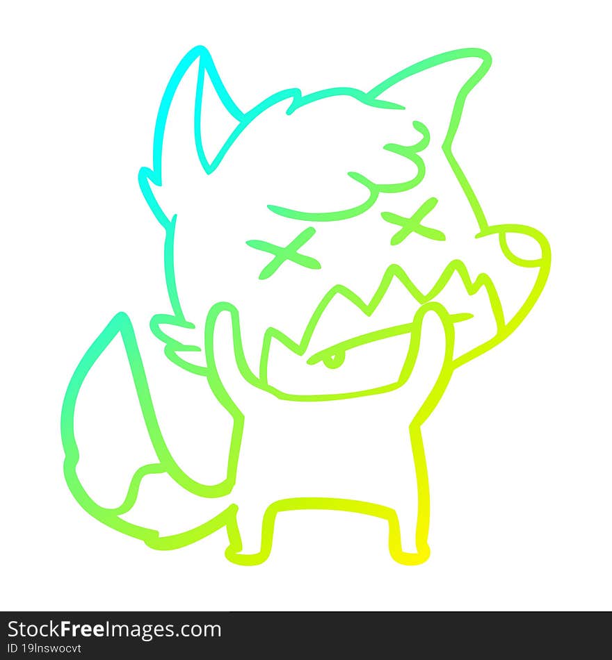 Cold Gradient Line Drawing Cartoon Dead Fox