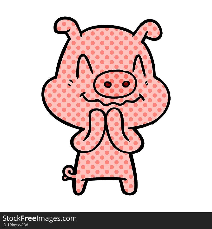 nervous cartoon pig. nervous cartoon pig