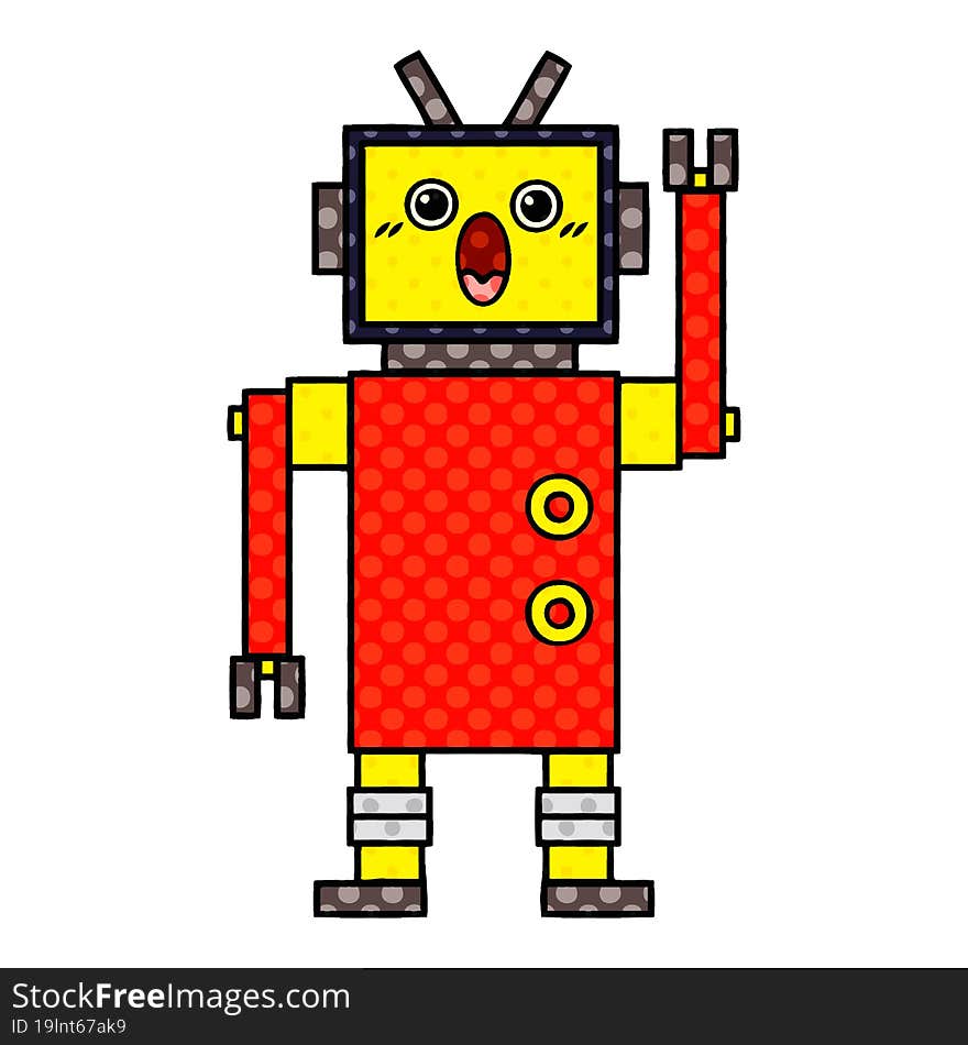 Comic Book Style Cartoon Robot