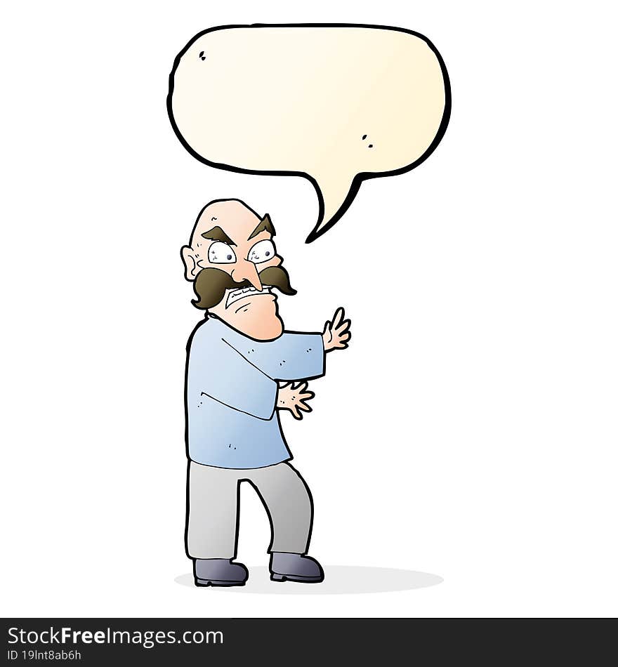 cartoon angry old man with speech bubble