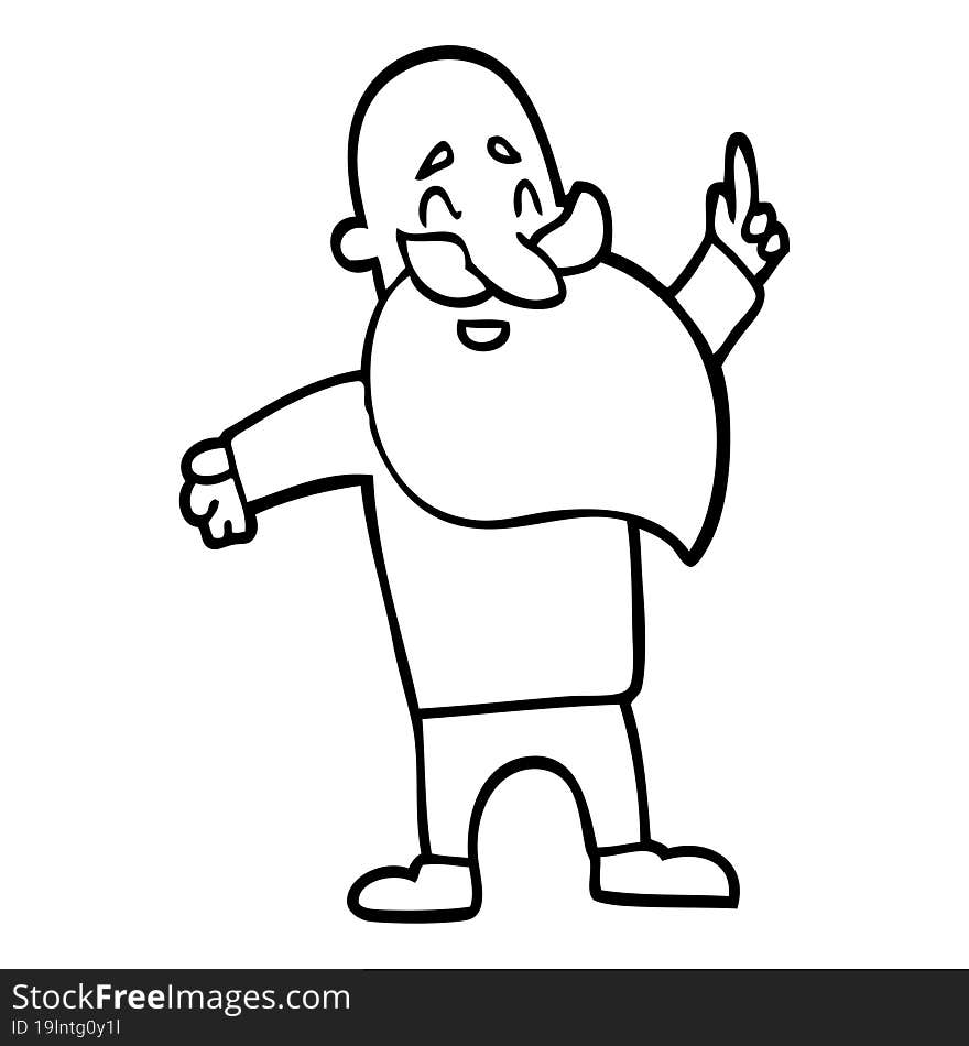 line drawing cartoon bearded man