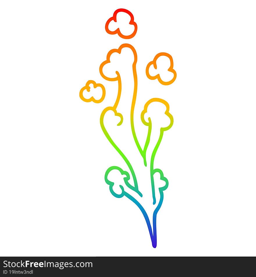 rainbow gradient line drawing of a cartoon gust of air