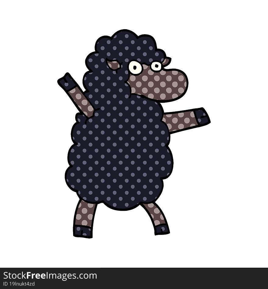 Cartoon Doodle Black Sheep