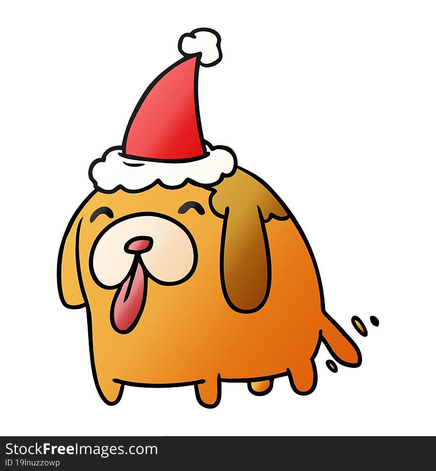 hand drawn christmas gradient cartoon of kawaii dog