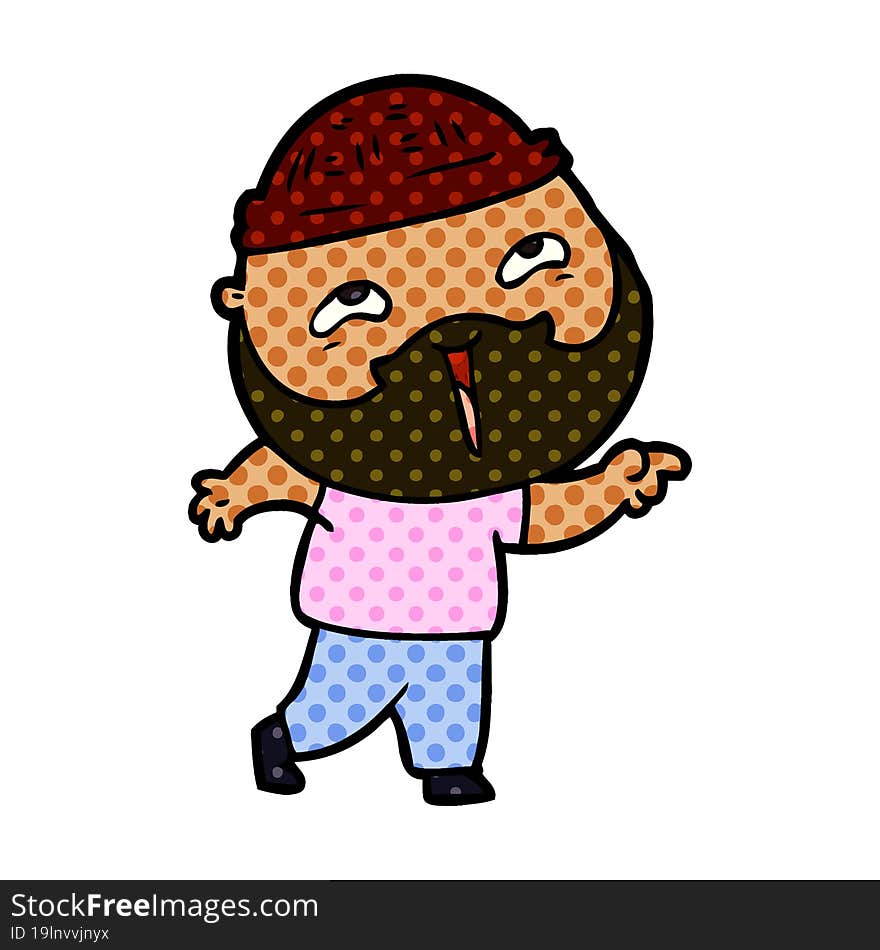 cartoon happy bearded man. cartoon happy bearded man