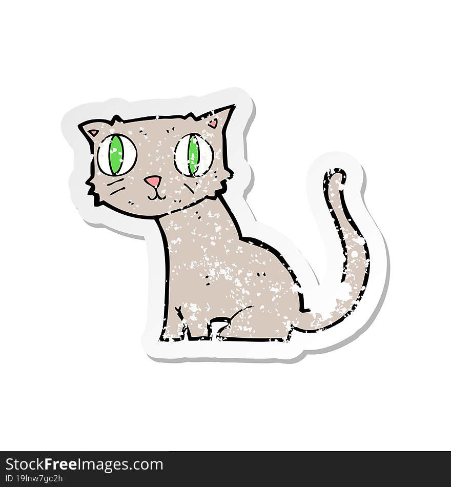 retro distressed sticker of a cartoon cat