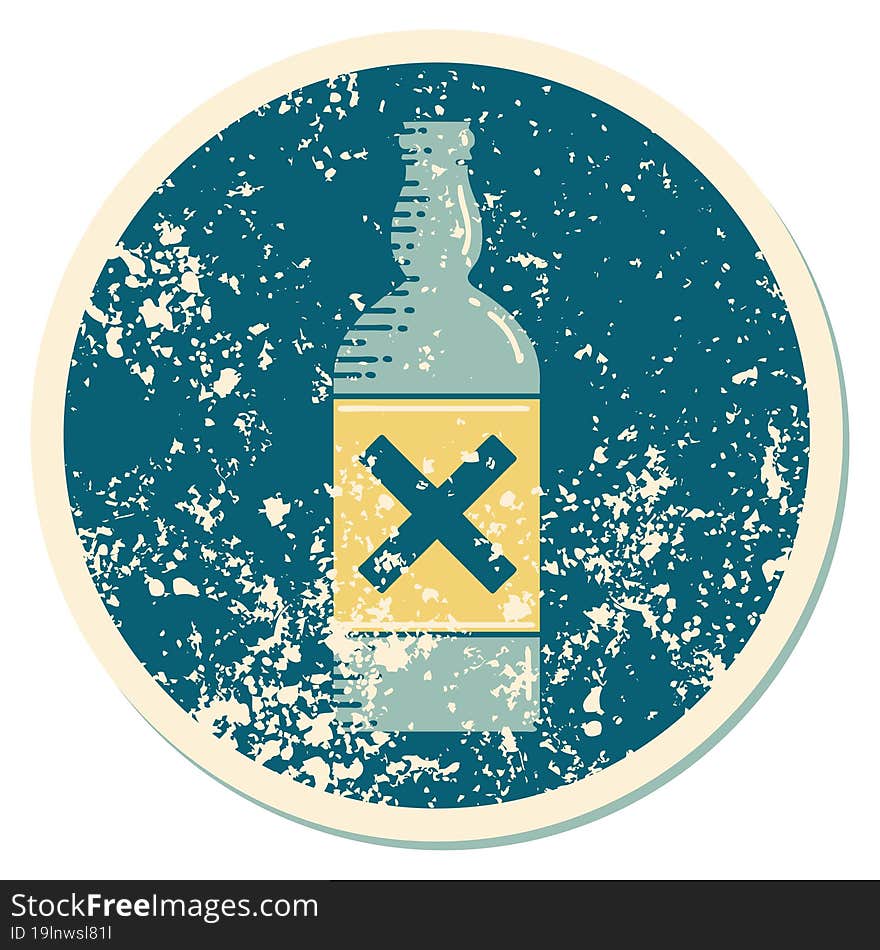 distressed sticker tattoo style icon of a bottle