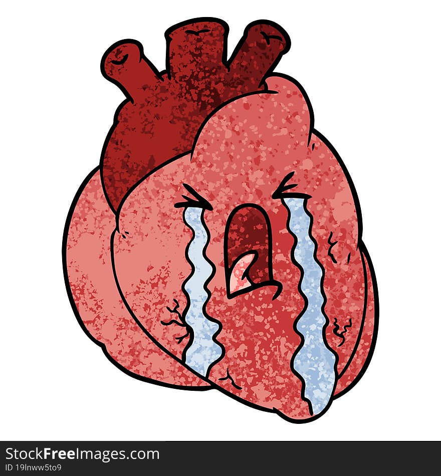 cartoon heart crying. cartoon heart crying