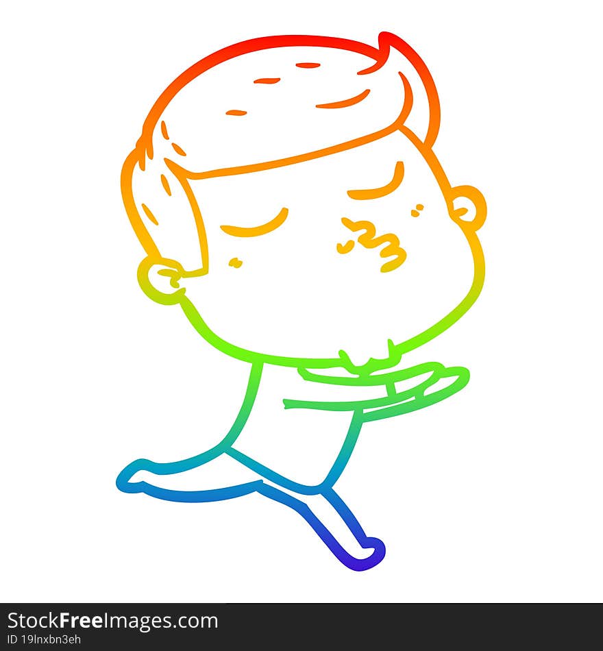 rainbow gradient line drawing cartoon model guy pouting