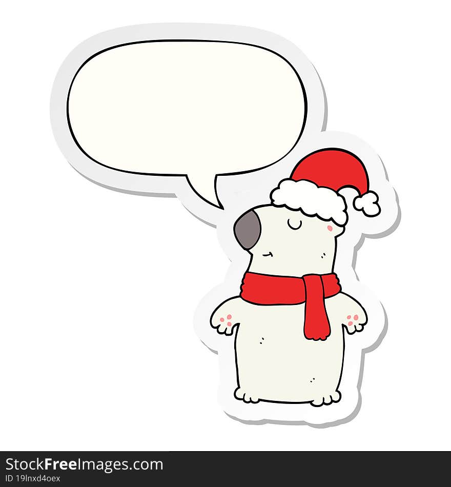 cute cartoon christmas bear with speech bubble sticker