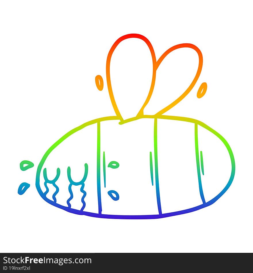 rainbow gradient line drawing cartoon crying bee