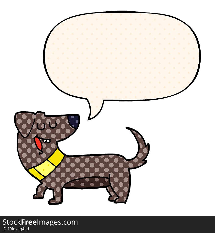 cartoon dog and speech bubble in comic book style