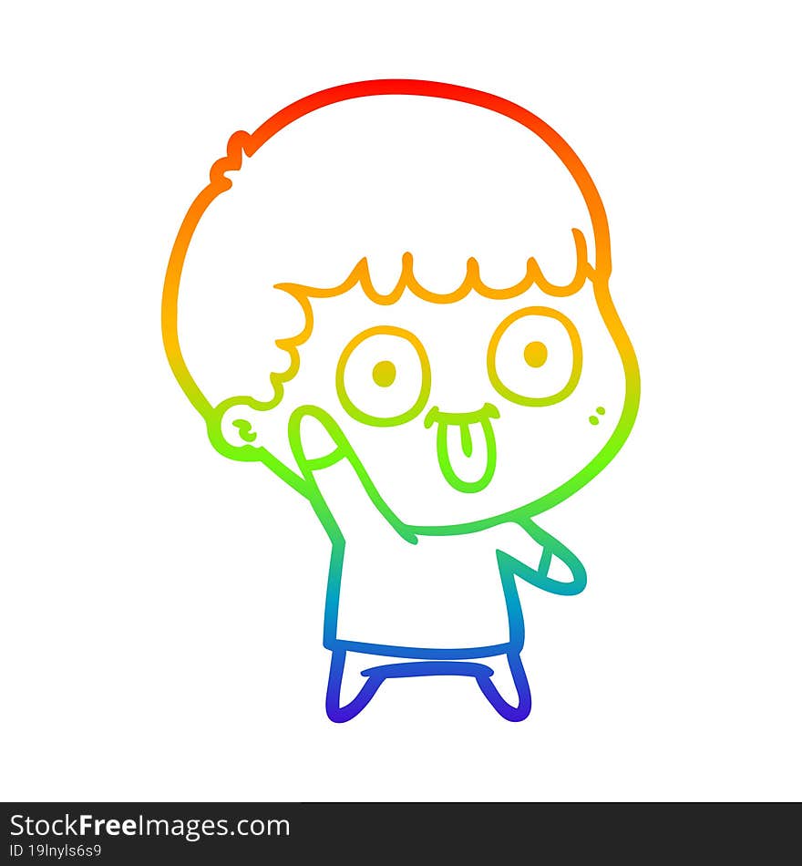 rainbow gradient line drawing of a cartoon dumb kid