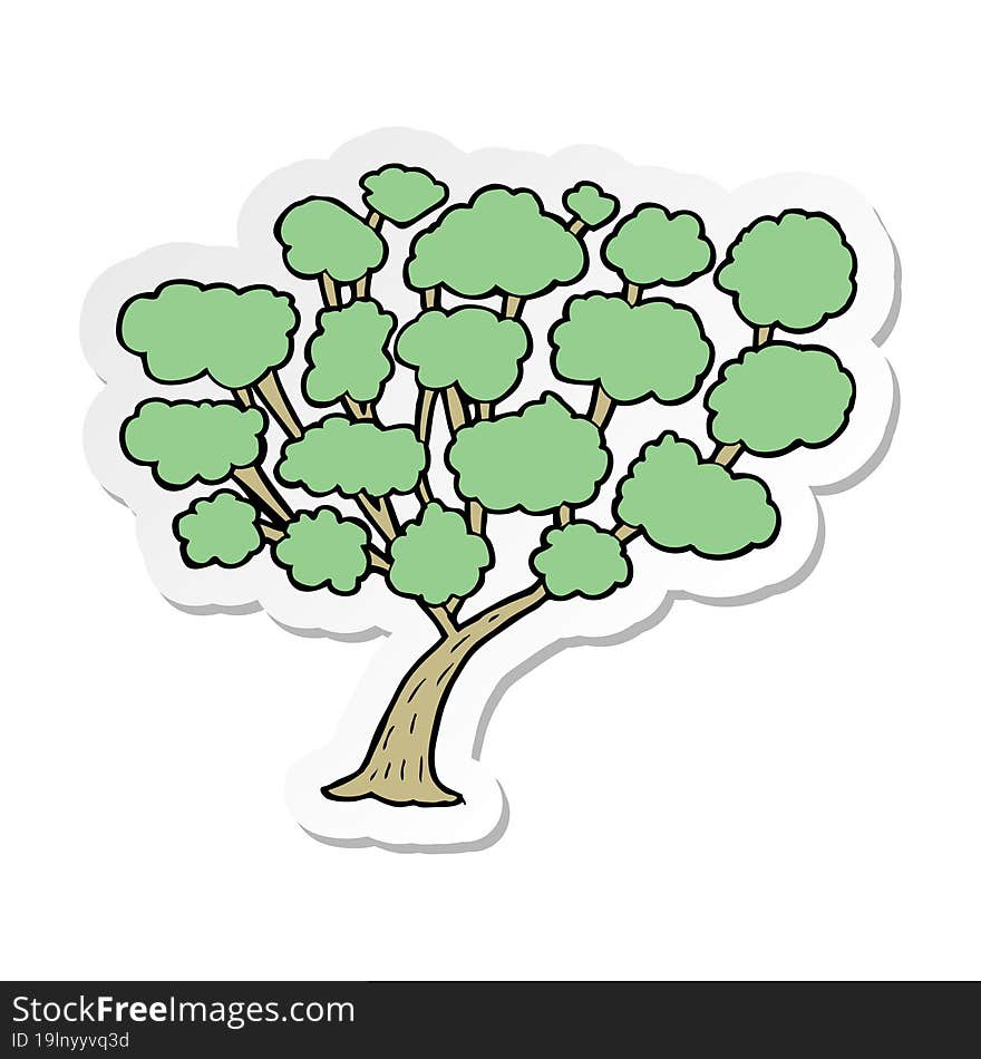 sticker of a cartoon tree