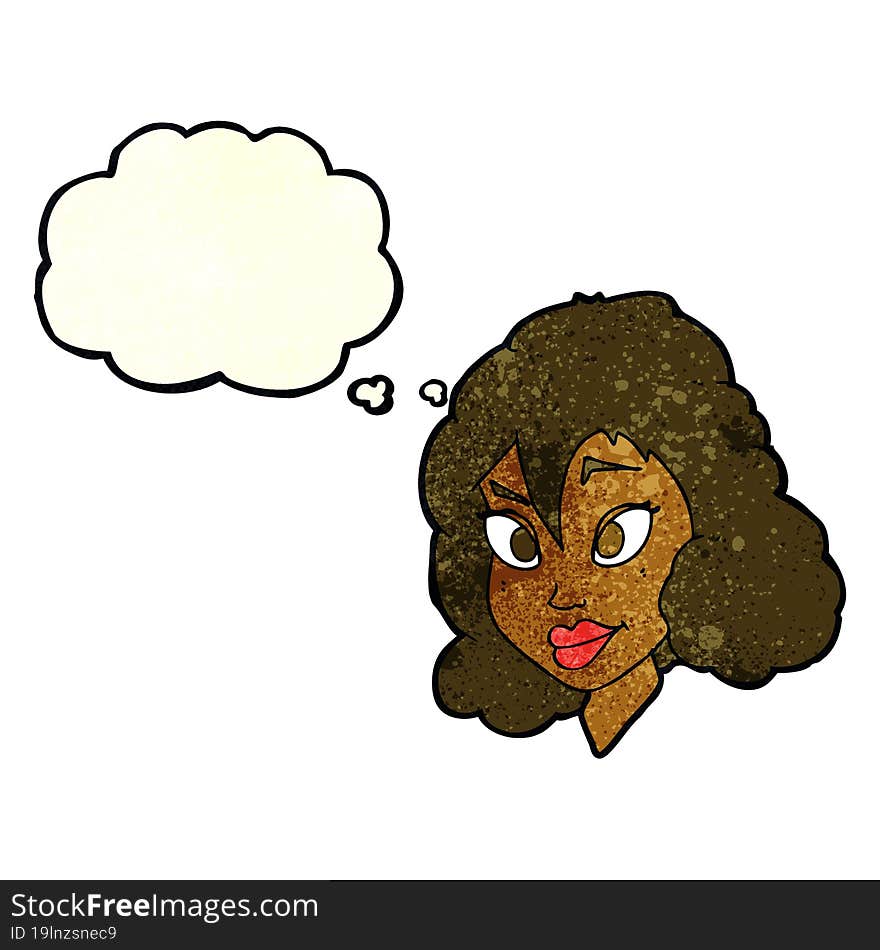 Cartoon Pretty Woman With Thought Bubble