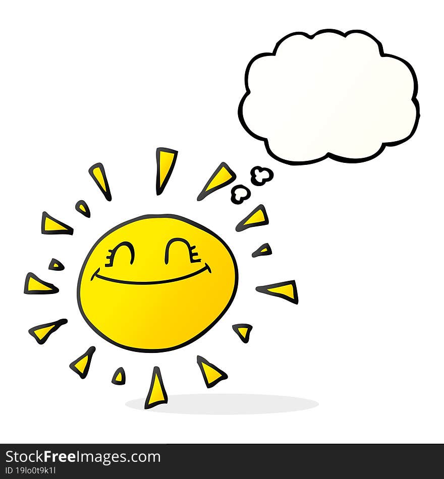 happy freehand drawn thought bubble cartoon sun. happy freehand drawn thought bubble cartoon sun