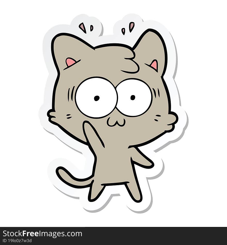 sticker of a cartoon surprised cat