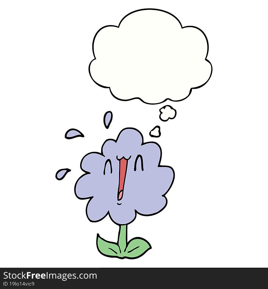 cartoon flower and thought bubble