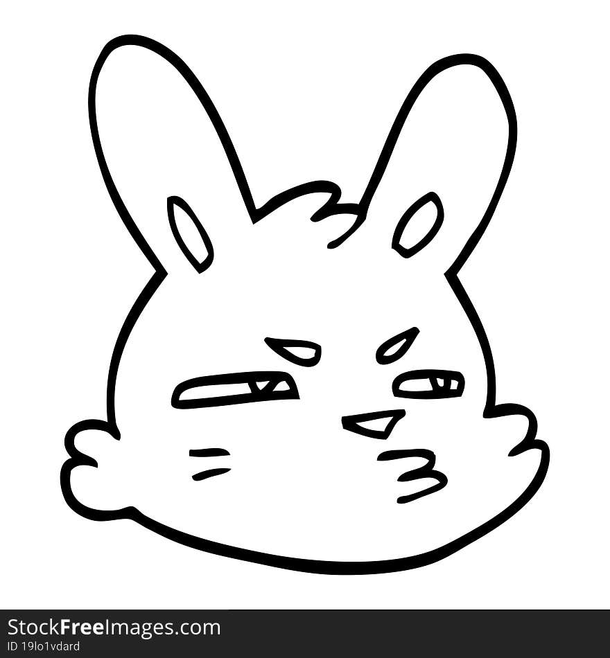 line drawing cartoon moody rabbit