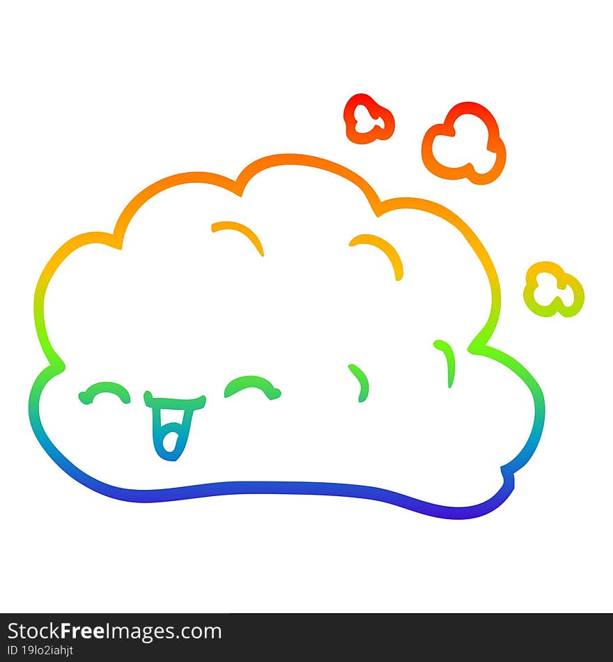 rainbow gradient line drawing cartoon happy cloud