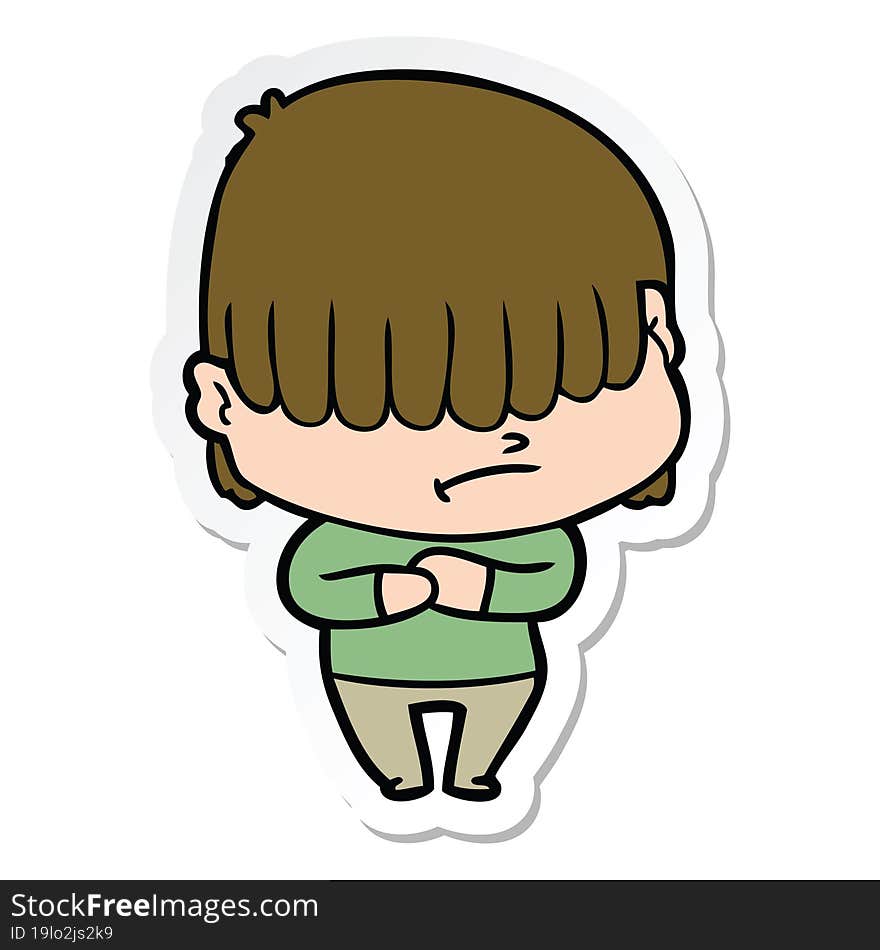 sticker of a cartoon boy with untidy hair