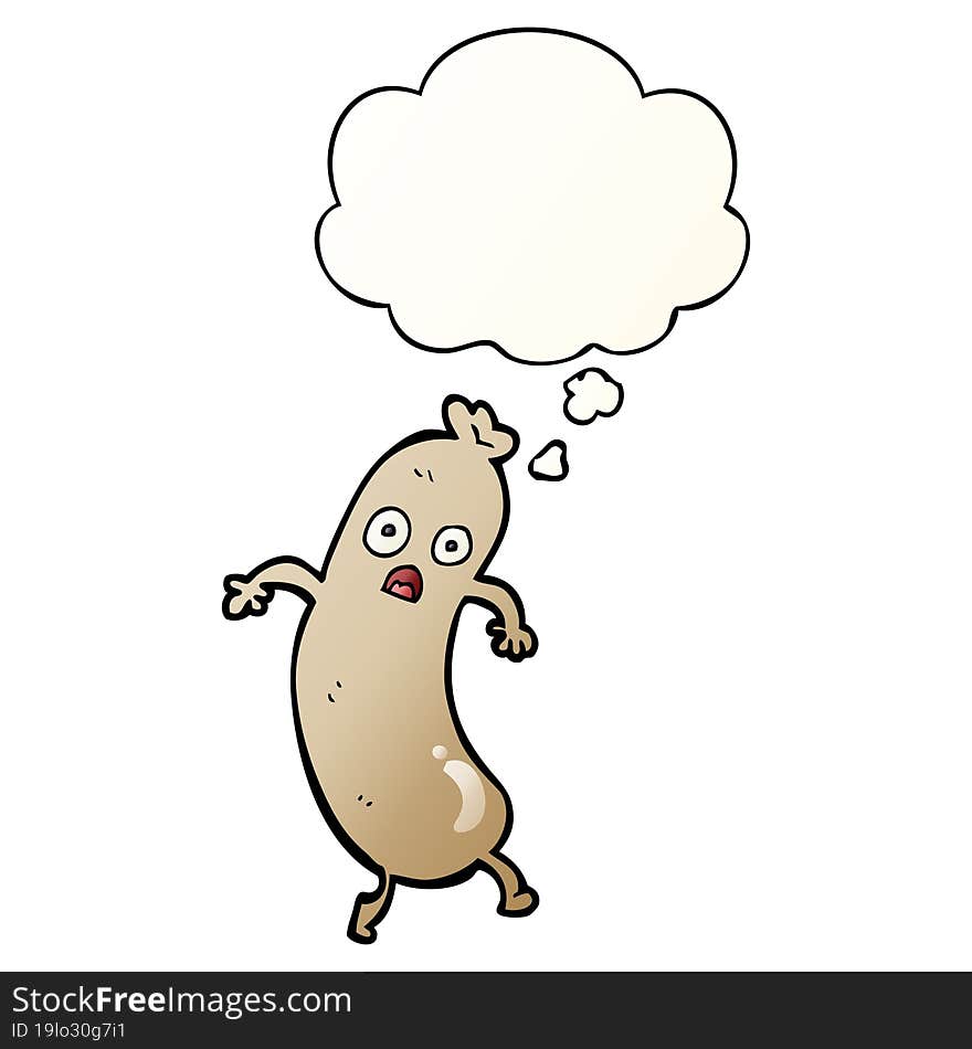 cartoon sausage and thought bubble in smooth gradient style