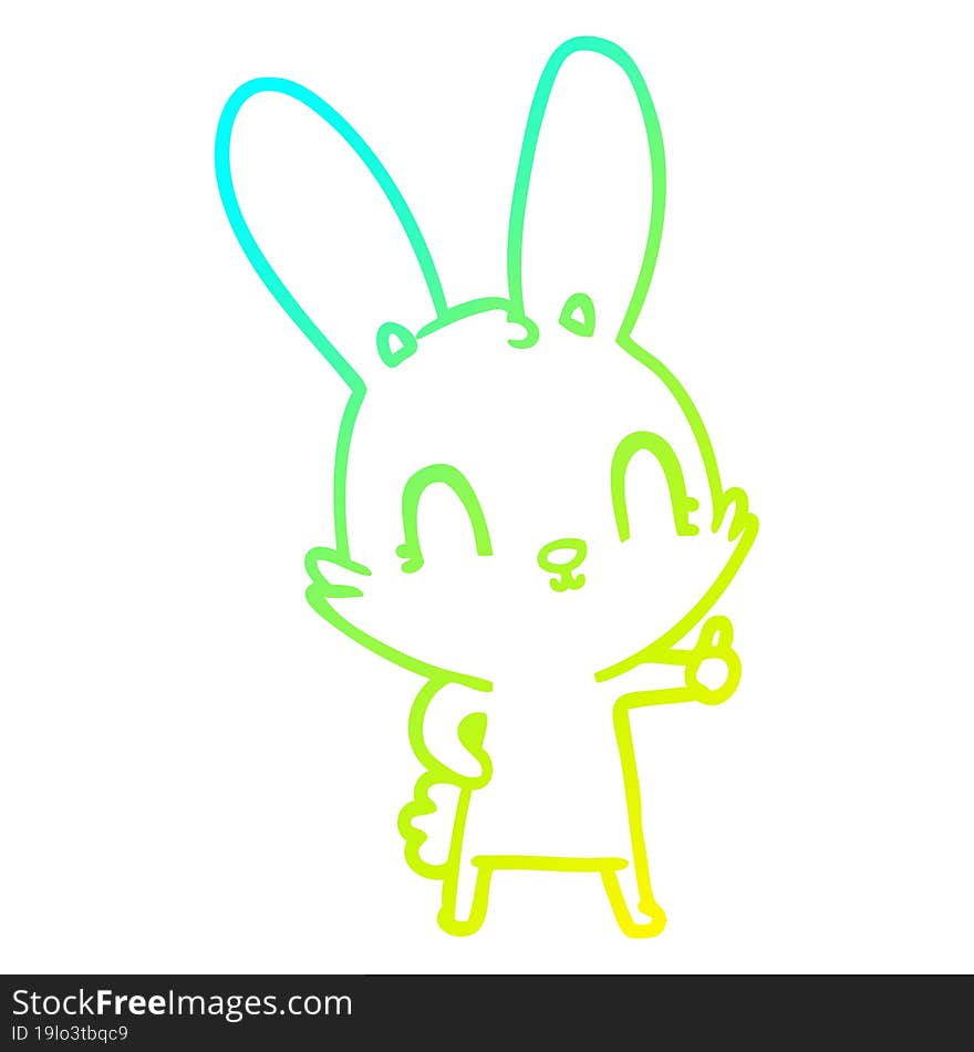 cold gradient line drawing of a cute cartoon rabbit