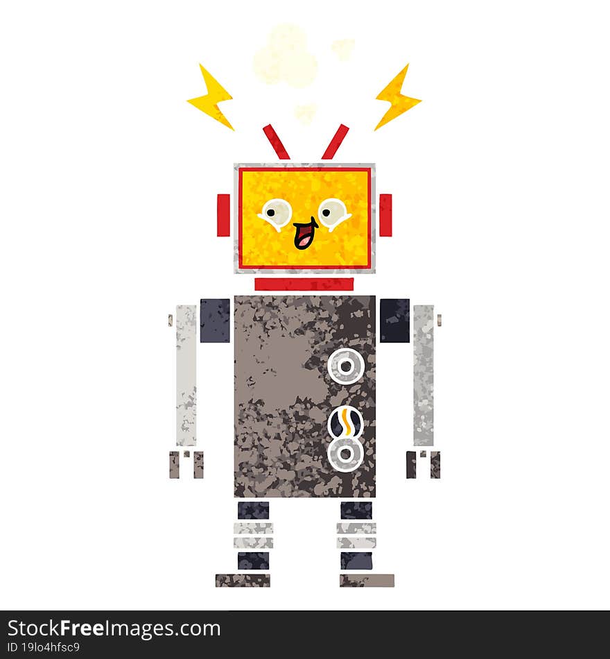 Retro Illustration Style Cartoon Robot