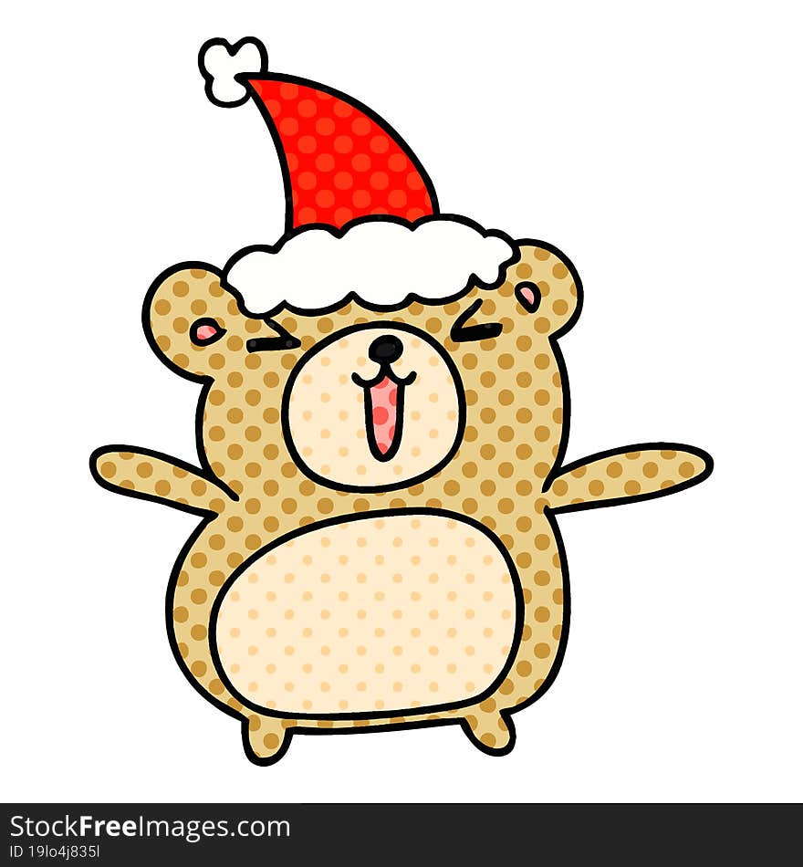 christmas cartoon of kawaii bear