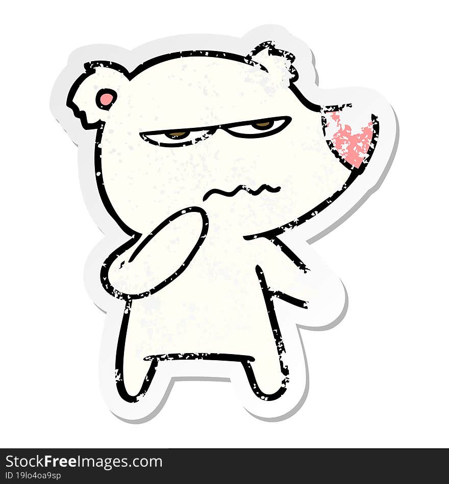 distressed sticker of a angry bear polar cartoon