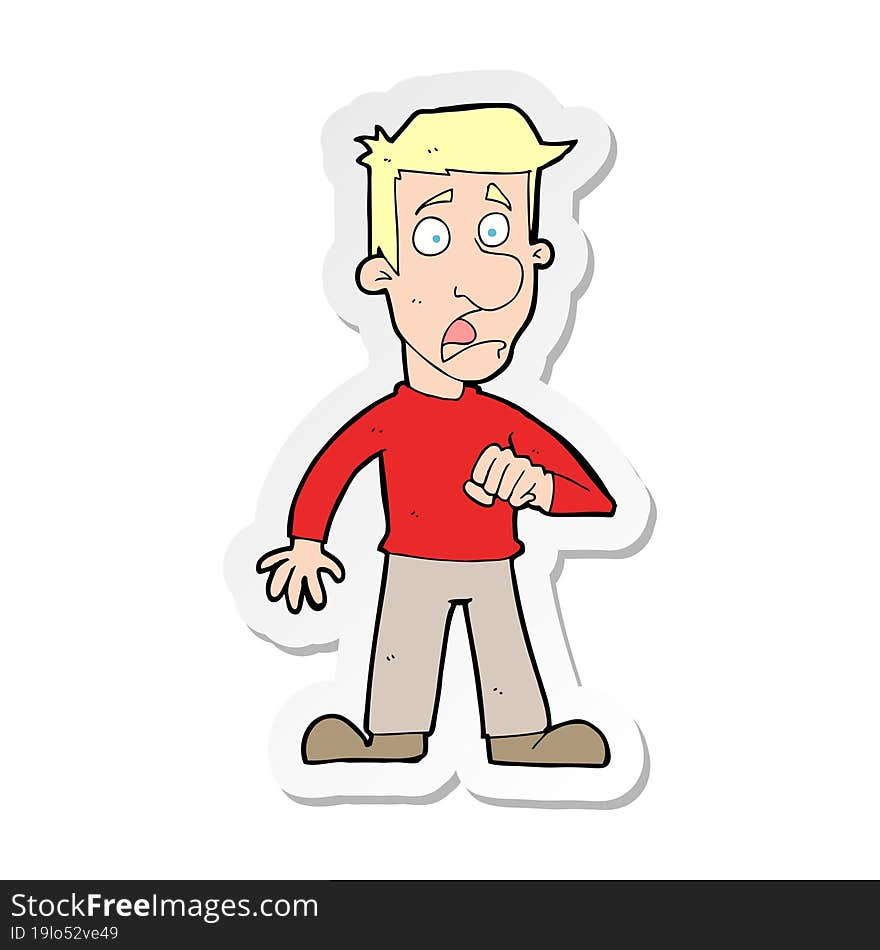 Sticker Of A Cartoon Shocked Man