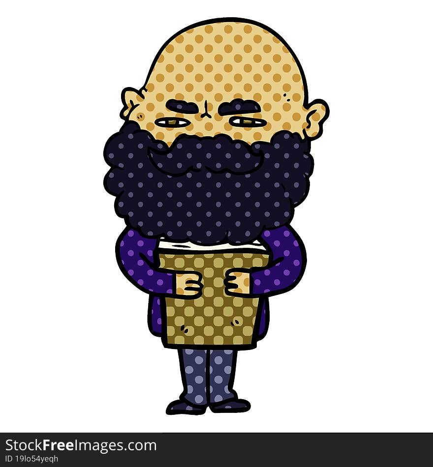 cartoon man with beard frowning. cartoon man with beard frowning