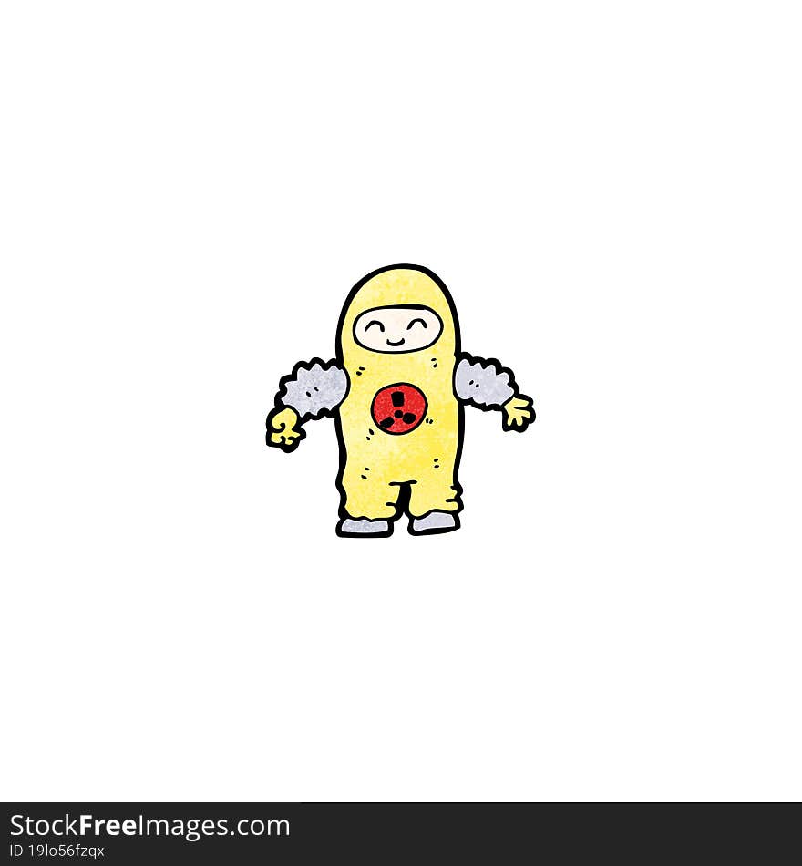 cartoon man in protective suit