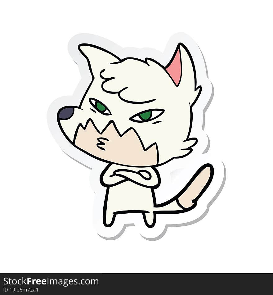 sticker of a clever cartoon fox