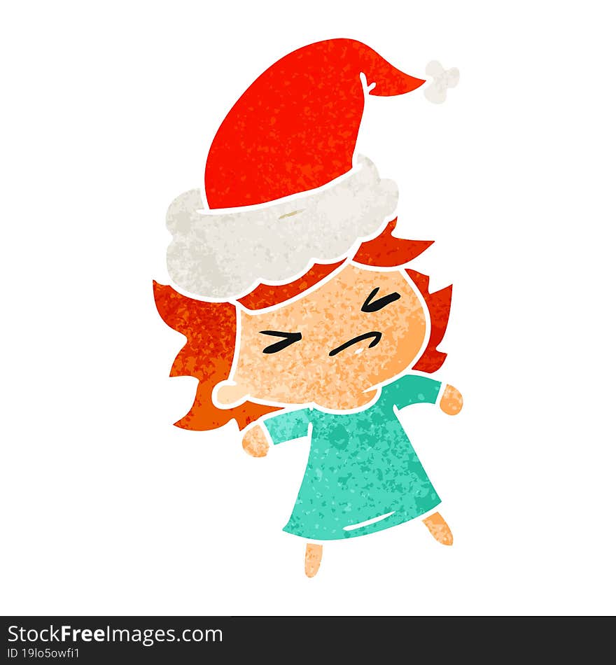 christmas retro cartoon of kawaii girl