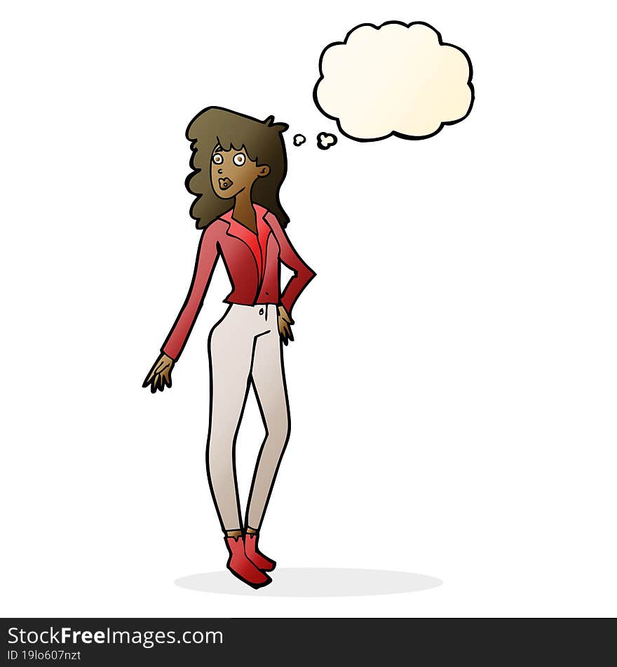 Cartoon Pretty Woman  With Thought Bubble