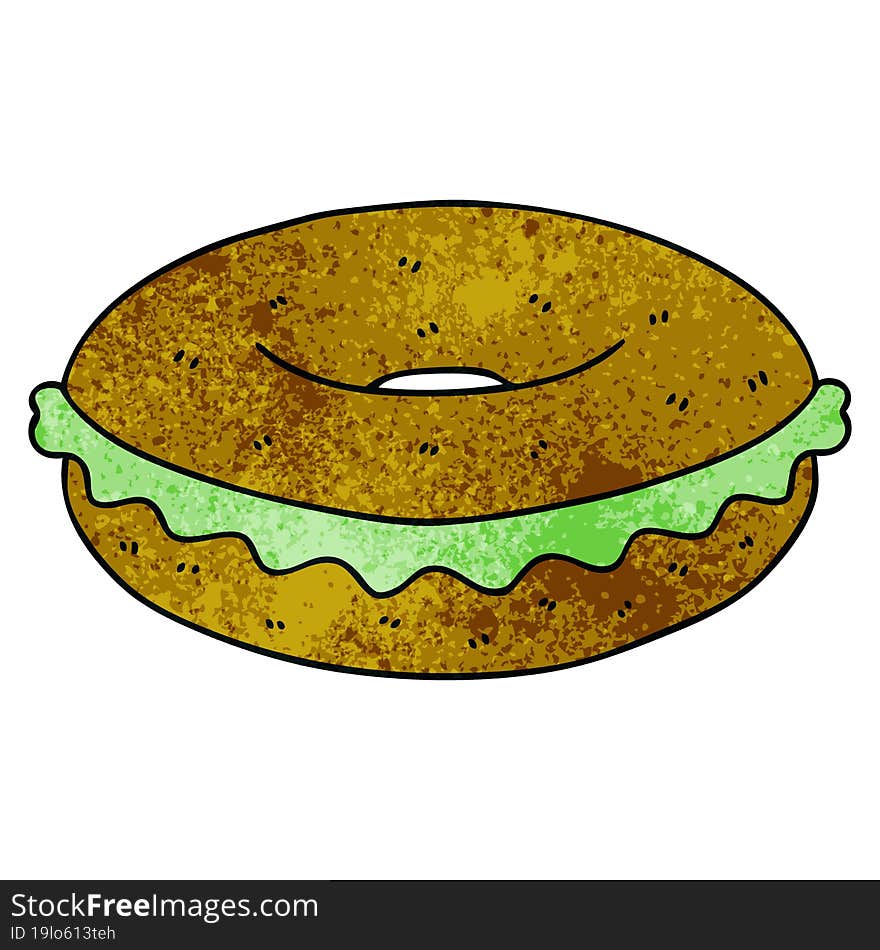 quirky hand drawn cartoon bagel