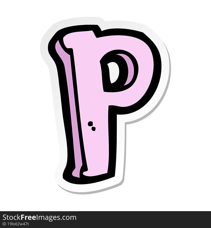 sticker of a cartoon letter P