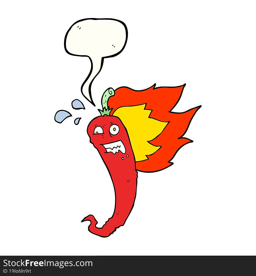 hot chilli pepper speech bubble cartoon