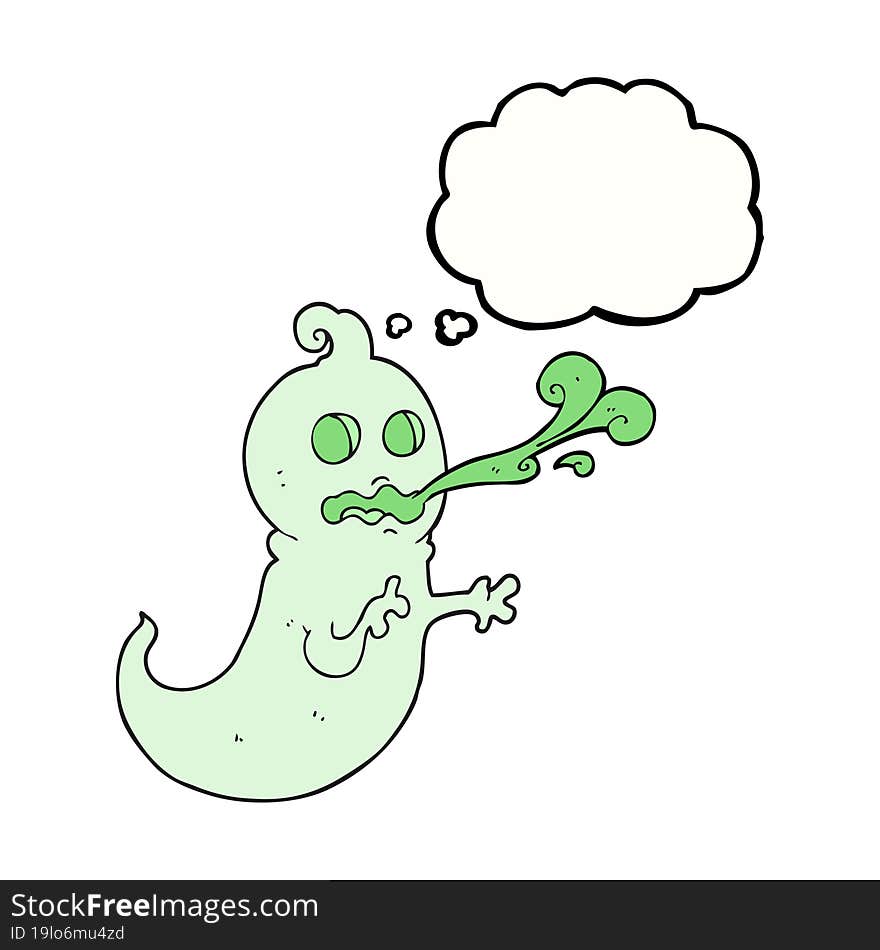 freehand drawn thought bubble cartoon slimy ghost