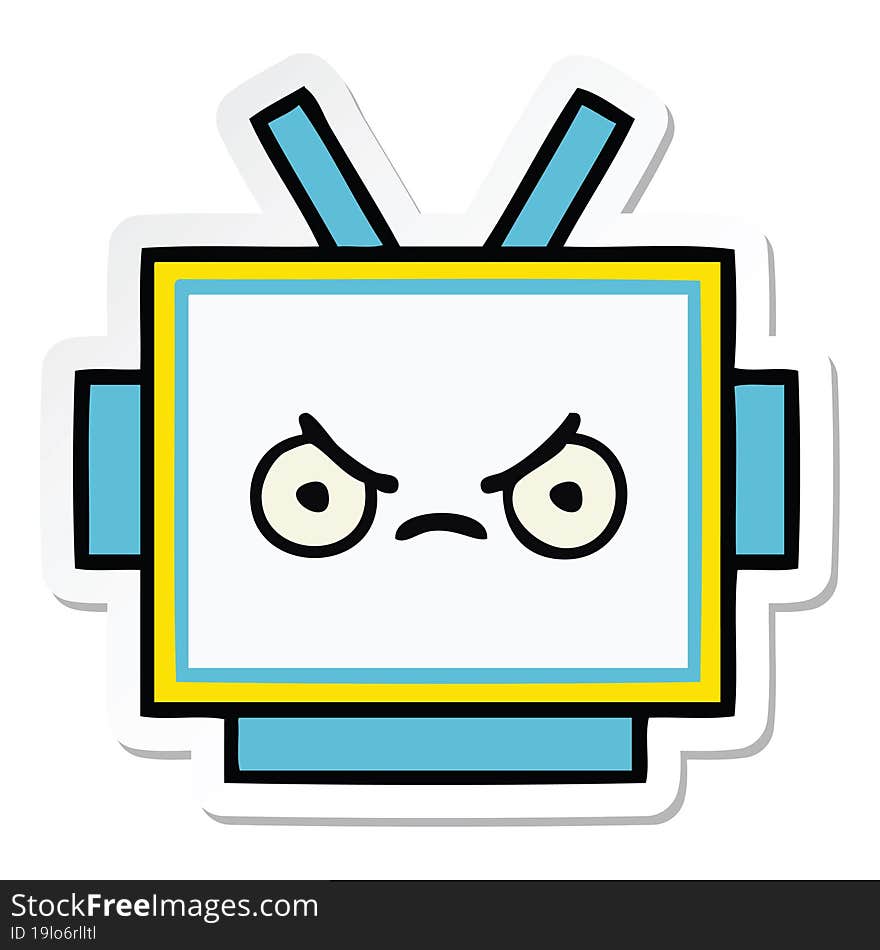 sticker of a cute cartoon robot head