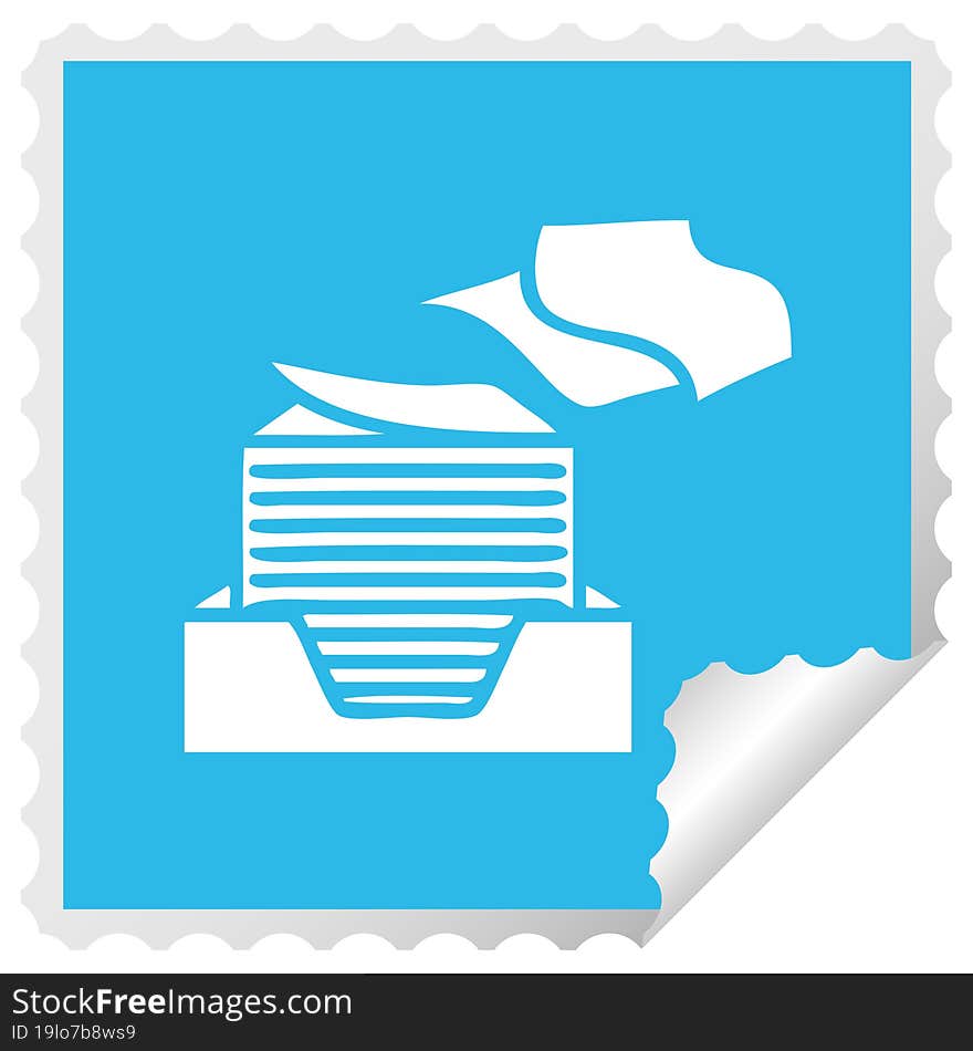 square peeling sticker cartoon stack of office papers