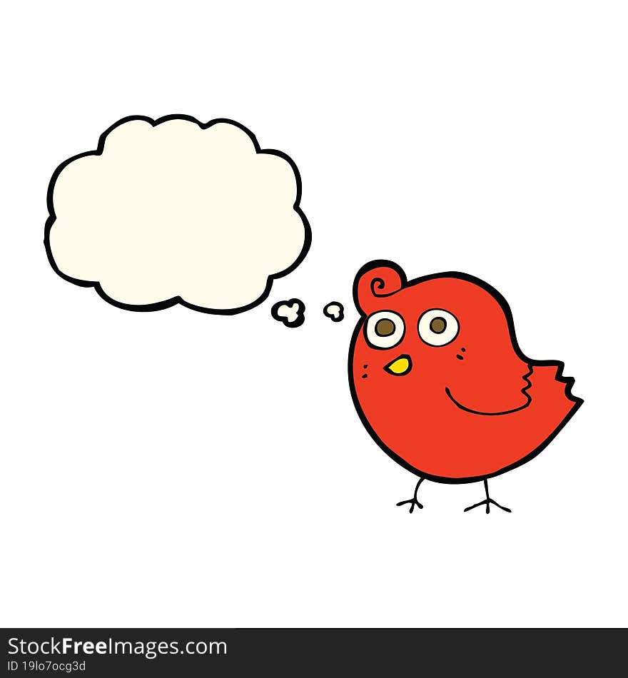 funny cartoon bird with thought bubble