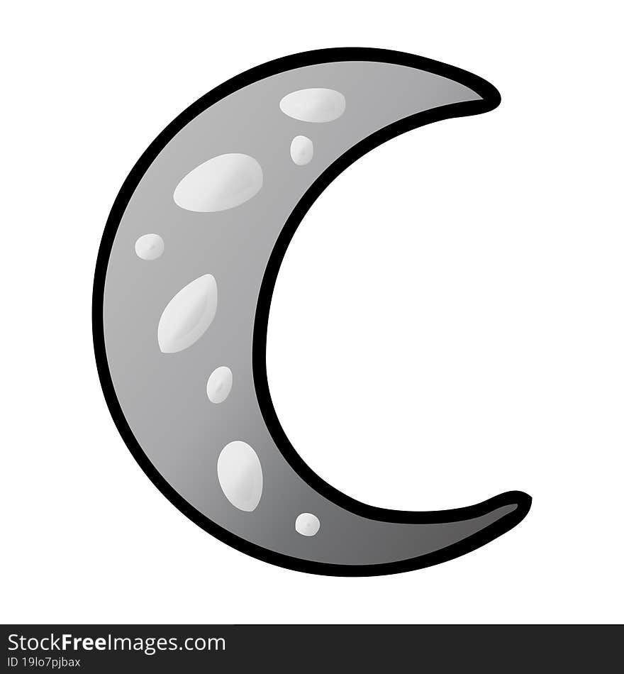 gradient cartoon doodle of a crescent moon