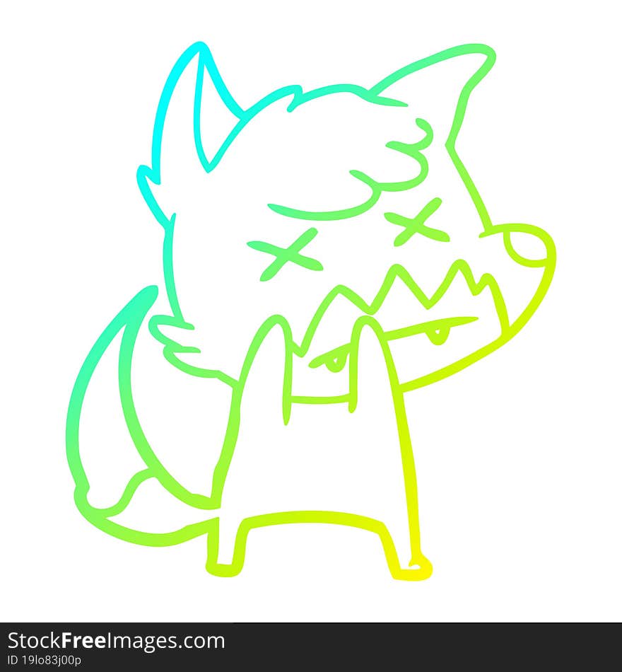 Cold Gradient Line Drawing Cartoon Dead Fox