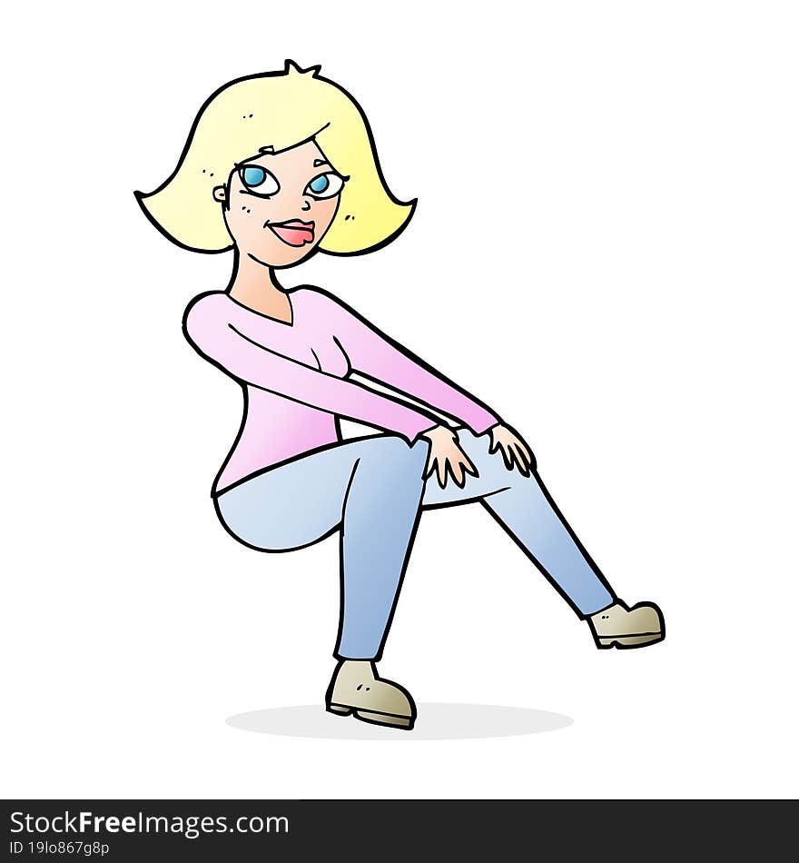 cartoon happywoman sitting